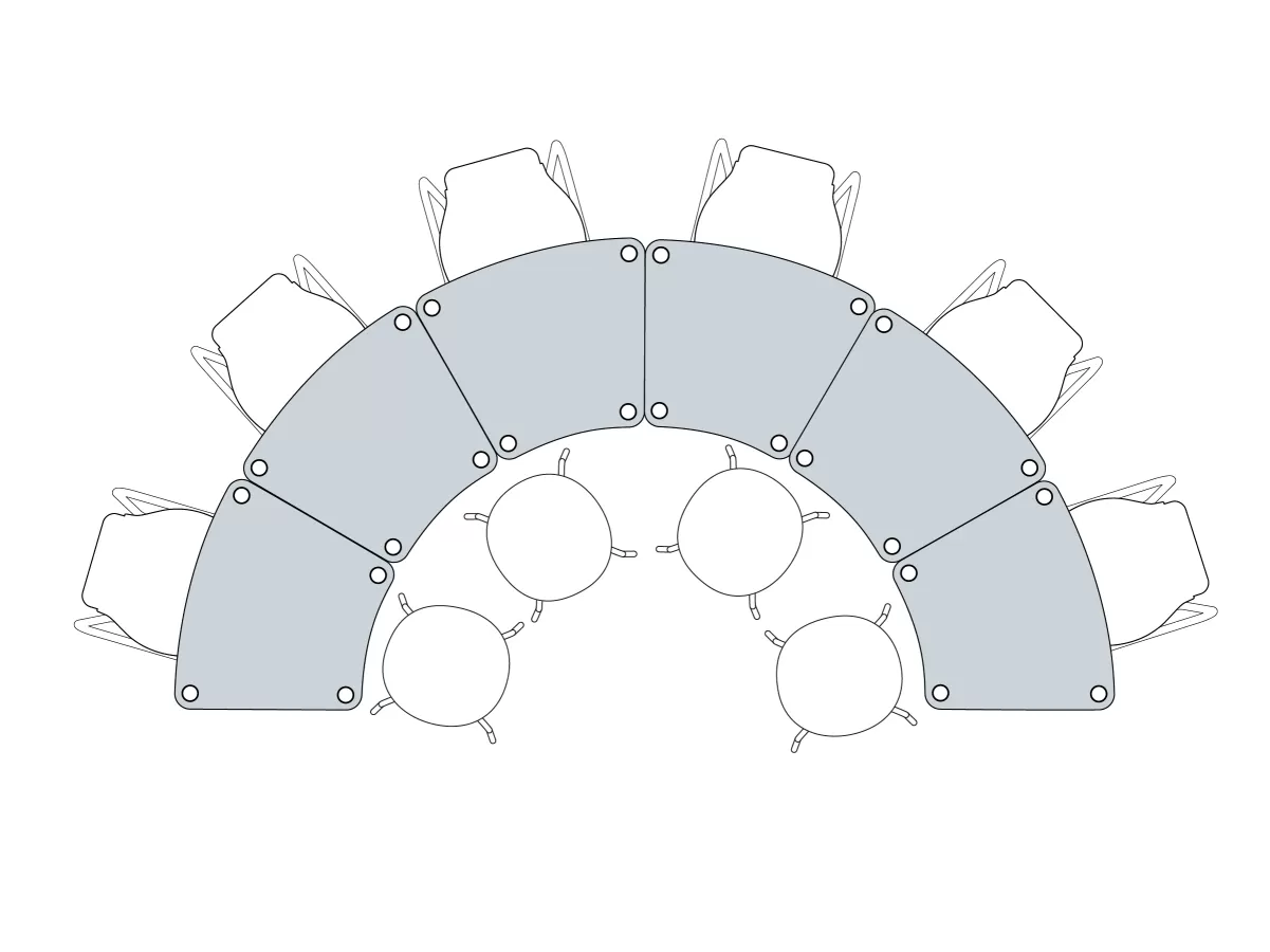 FLEX TABLE Segmenttisch 300 Aufstellung FLÖTOTTO - FLEX TABLE Segment 160